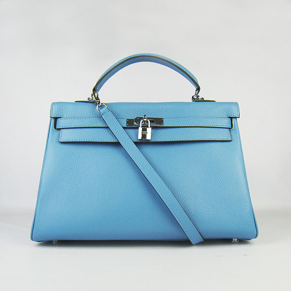 High Quality Hermes Kelly 35CM Togo Leather Bag Light Blue 6308 - Click Image to Close